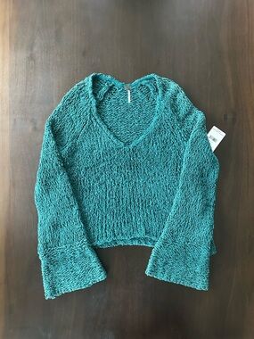 Free People Sand Dune Bell Flare Sleeve Chunky Knit Anthropologie Sweater Size M